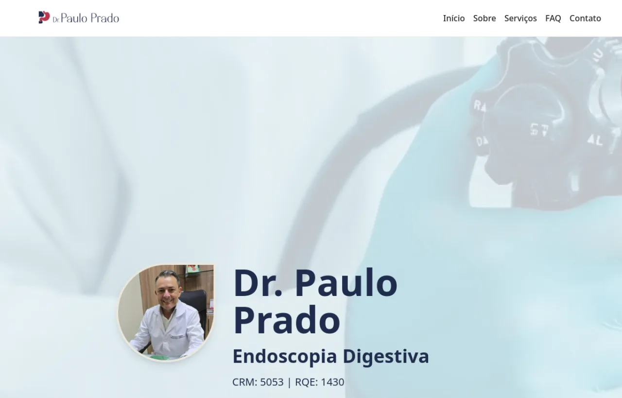 Página inicial do site Dr. Paulo Prado
