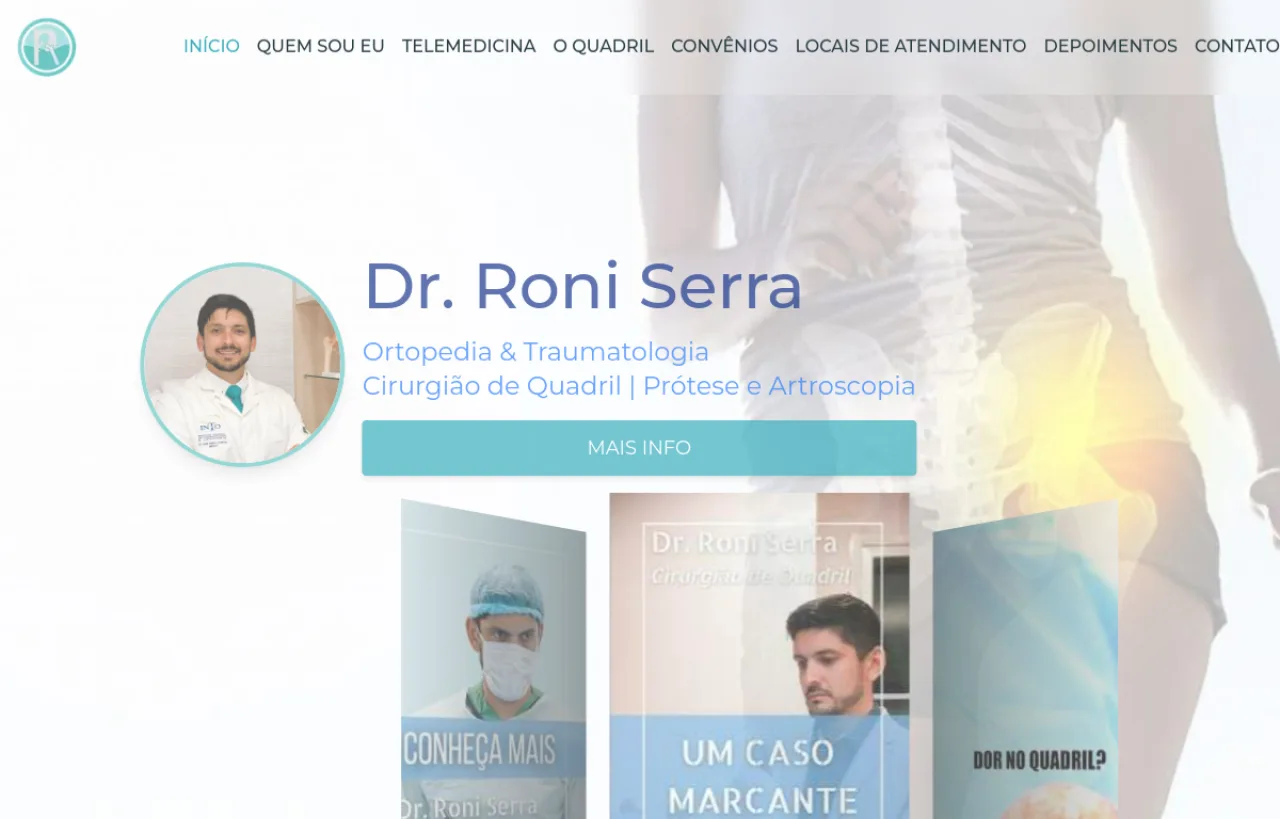Página inicial do site Dr. Roni Serra