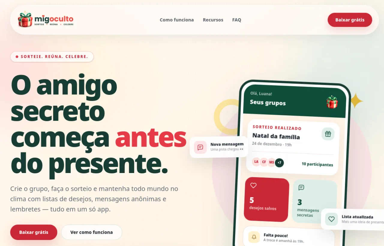 Homepage of the MigOculto application